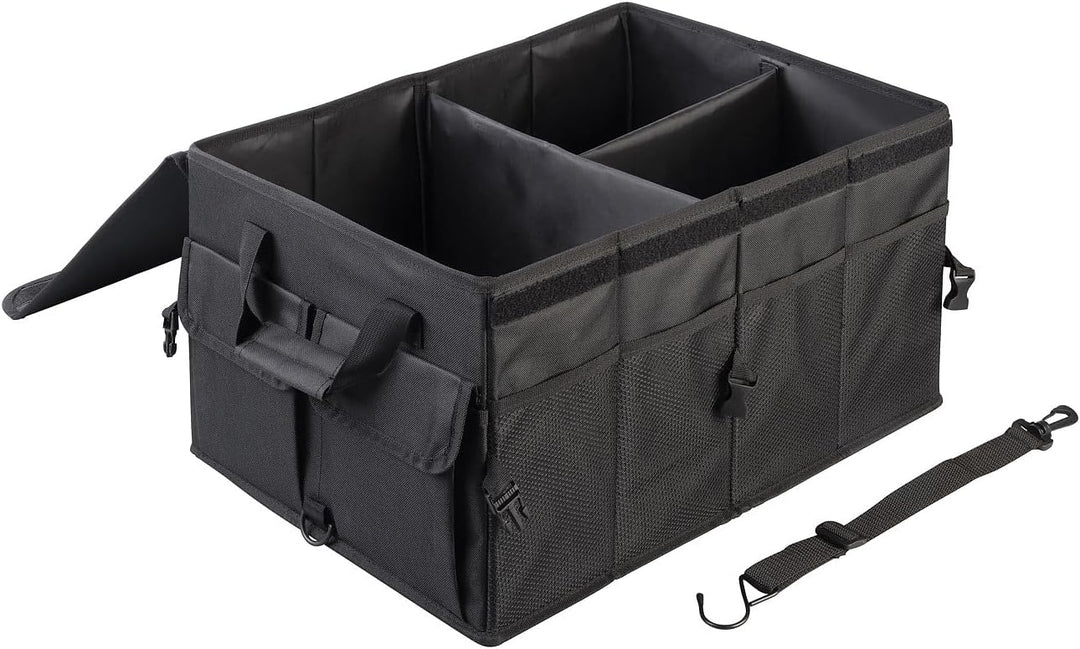 Lescars Auto Aufbewahrungsbox: Kofferraum-Organizer mit Fächern und Deckel, 50 Liter, Anti-Rutsch (A