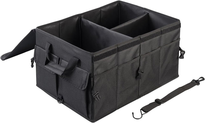 Lescars Auto Aufbewahrungsbox: Kofferraum-Organizer mit Fächern und Deckel, 50 Liter, Anti-Rutsch (A