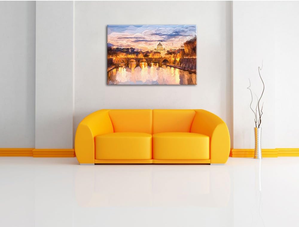 Nachtansicht der Basilika St. Peter in Rom Kunst Pinsel Effekt, Format: 120x80 auf Leinwand, riesige