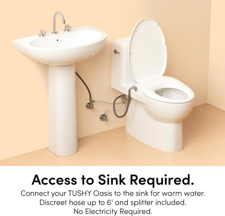 TUSHY Oasis Bidet-Sitz für Warmwasser, nicht elektrisch, länglich, selbstreinigende Doppeldüsen, ein