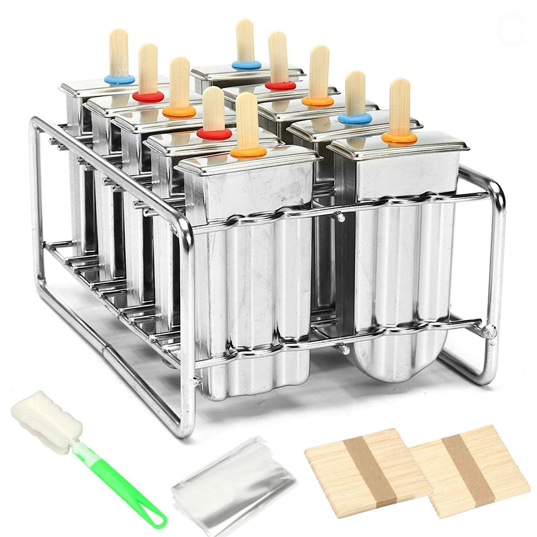 Edelstahl 10 Stück DIY Eis Popsicle Form Eis Form und selbstgemachte ideal für Innen- und Aussenbere