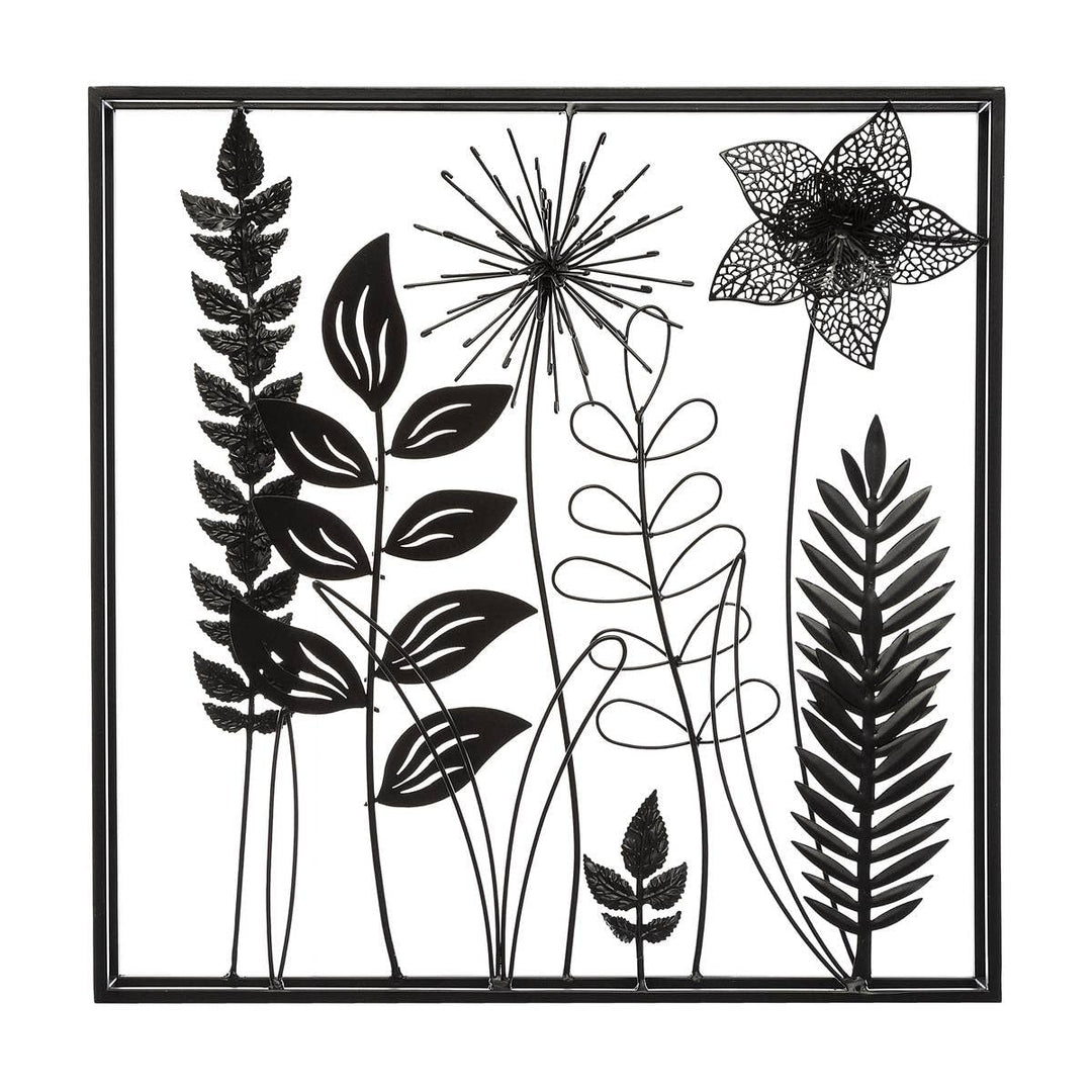 Wanddekoration Blätter - Metall 40 × 40 cm - Schwarz - Atmosphera créateur d'intérieur cm Schwarz, c