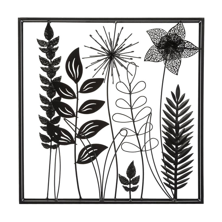 Wanddekoration Blätter - Metall 40 × 40 cm - Schwarz - Atmosphera créateur d'intérieur cm Schwarz, c