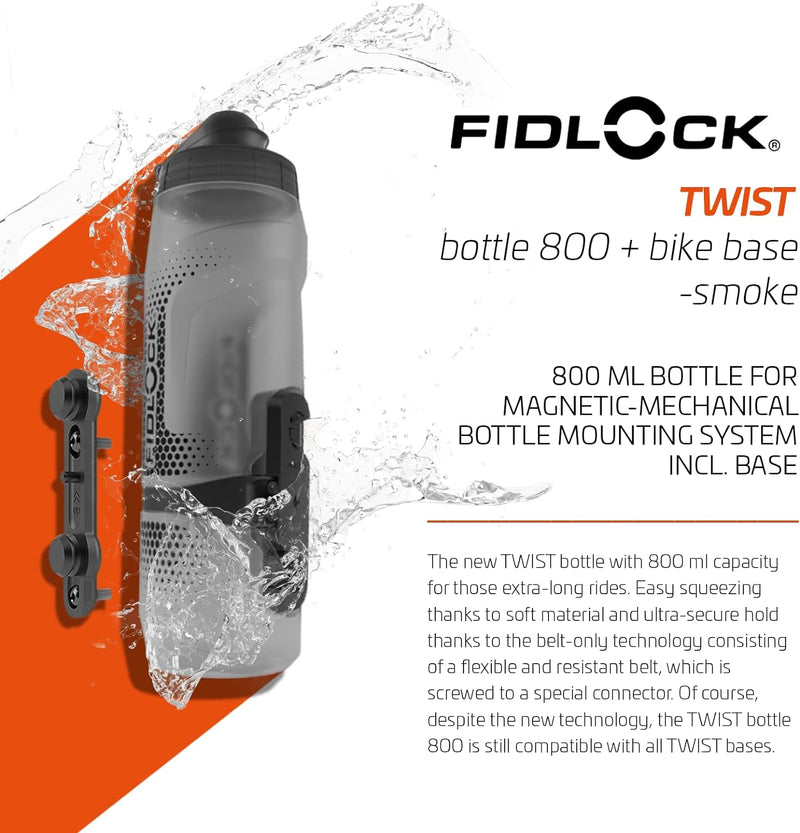 Fidlock Set di borraccia Twist Bottle 800 + Base nera trasparente Single, Single