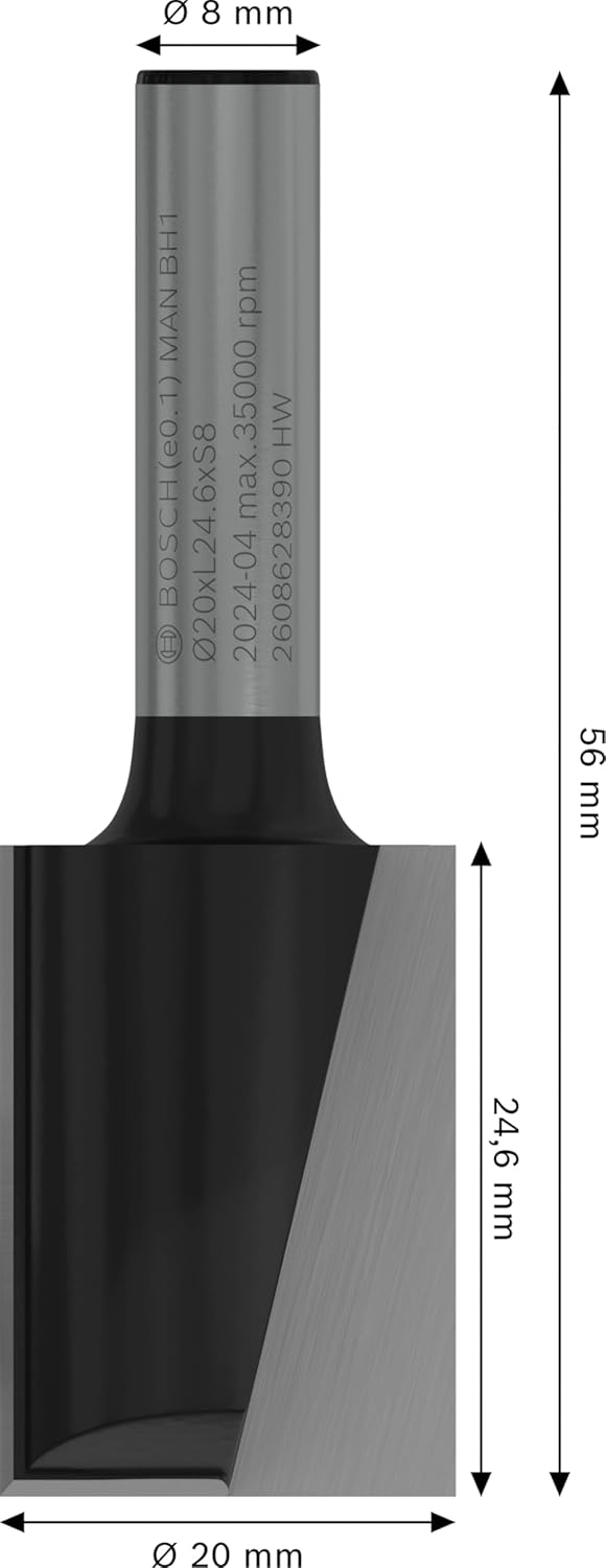 Bosch Accessories Professional Nutfräser Standard for Wood (für Holz, Ø 20 mm, Arbeitslänge 25 mm, Z