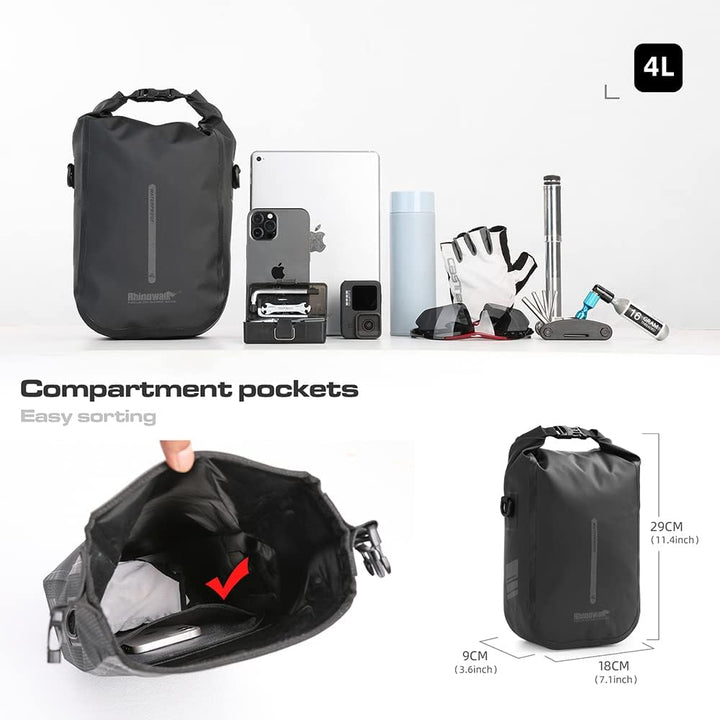 Rhinowalk Fahrrad Gepäckträgertasche Wasserdicht 4/6L Vorne Fahrradtasche für Gepäckträger mit Schul