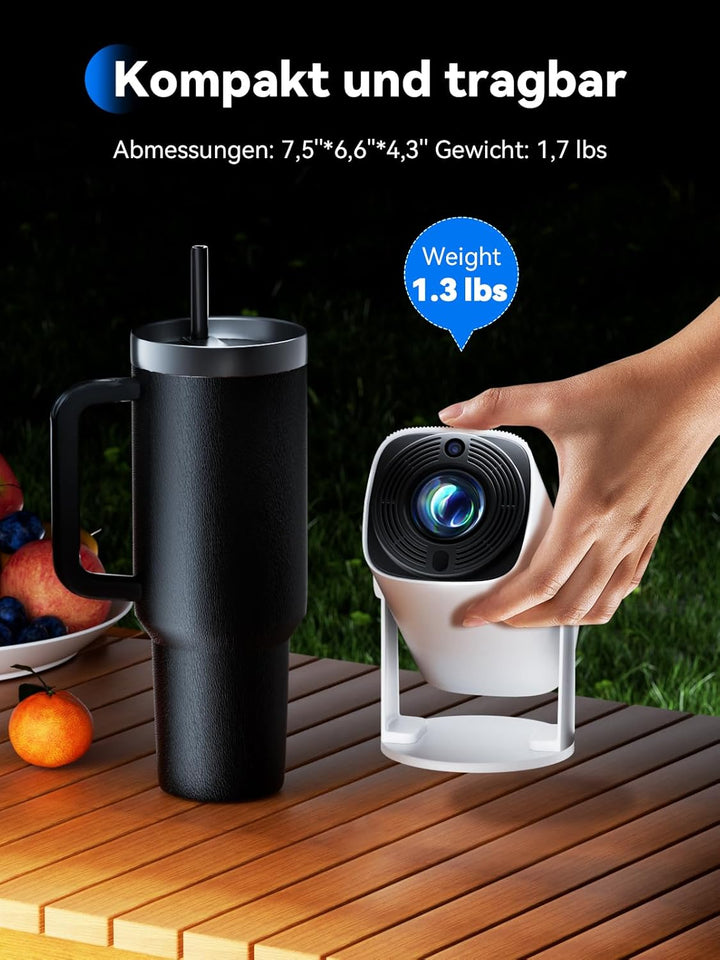 Mini Beamer 1080P Unterstützt - SOOMFON Kleiner Beamer Handy mit Bluetooth, Auto Trapezkorrektur Ele