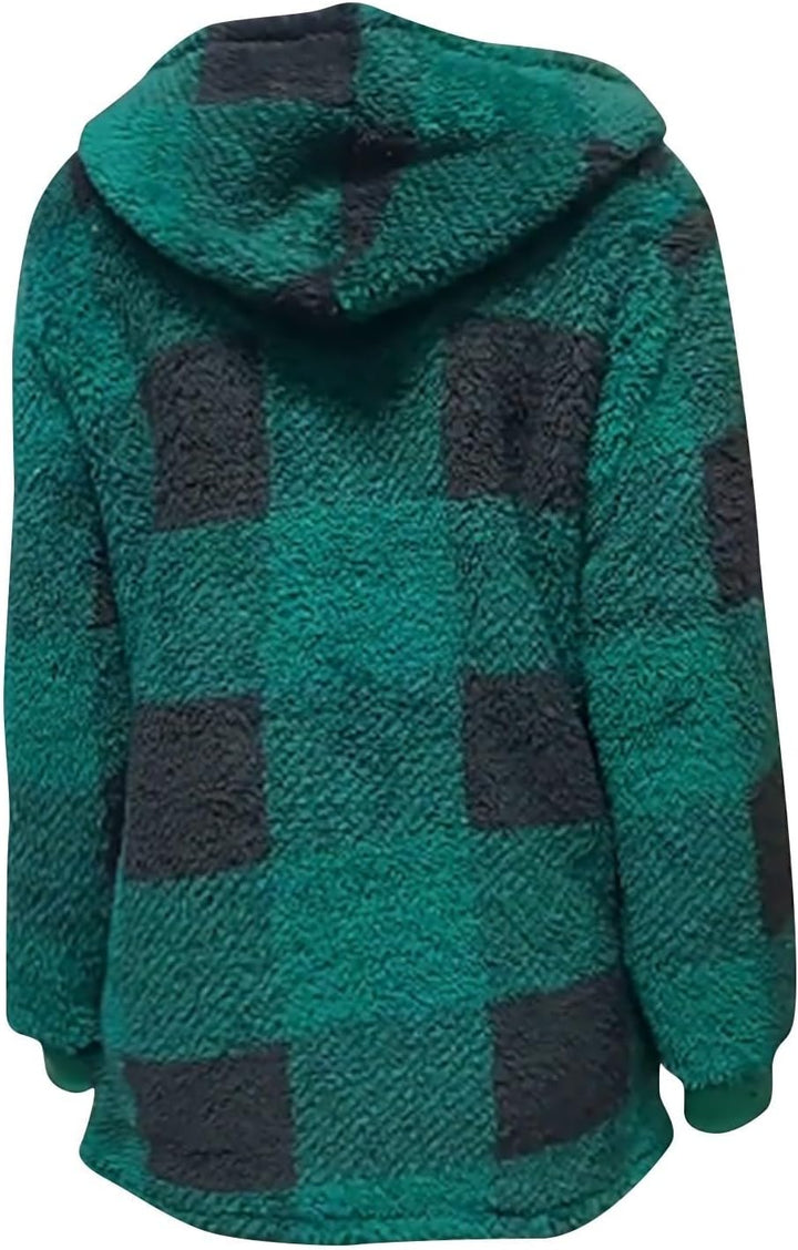 Ansenesna Fleecejacke Damen Mit Kapuze Flauschig Winterjacke Damen Warm Gefüttert Wintermantel Elega