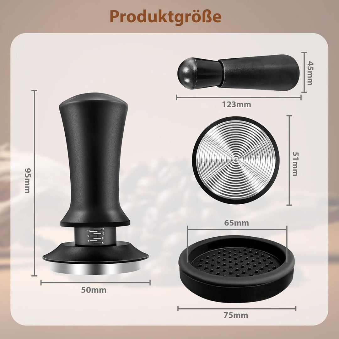 SANTUO Espresso Tamper 51mm, Druckregulierender Kaffee Tamper mit Skala, Edelstahl Siebträger Zubehö