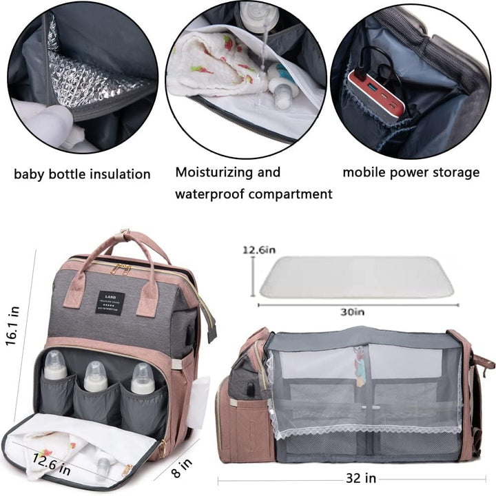 Wickeltaschen-Rucksack, Baby-Wickeltaschen, Muttertagsgeschenke, multifunktionaler wasserdichter Rei