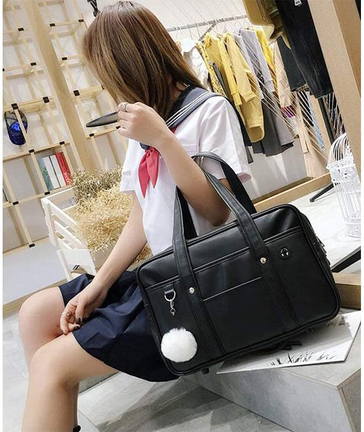 Poywuo Japanische Handtasche Schultasche PU Leder Reisetasche Japan High School Anime Cosplay Studen