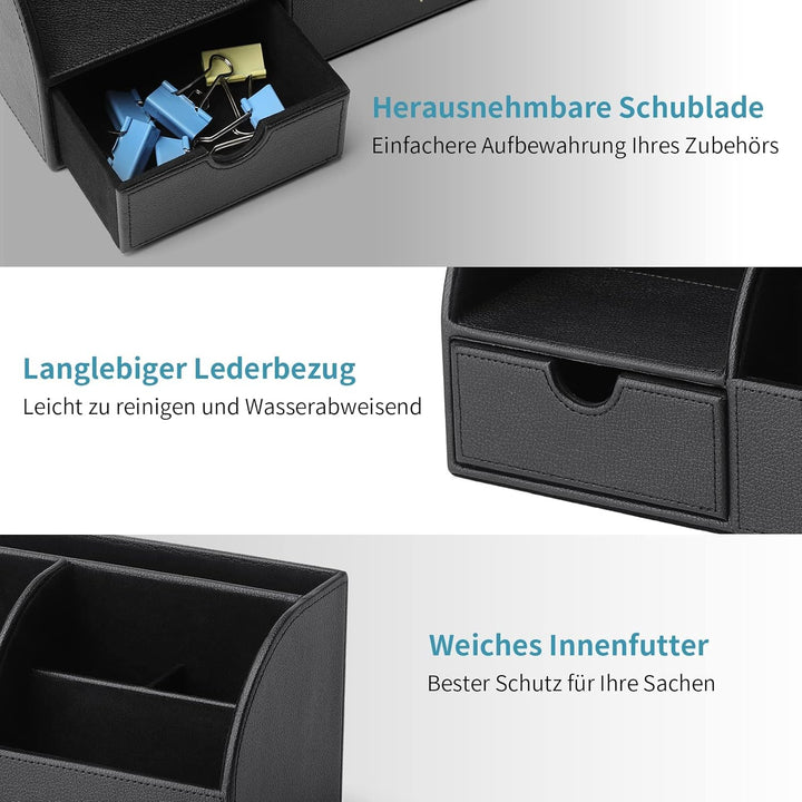 Vlando Schreibtisch-Organizer mit Schublade, Leder, Büro, Schreibwaren, Schreibtisch-Organizer, mult