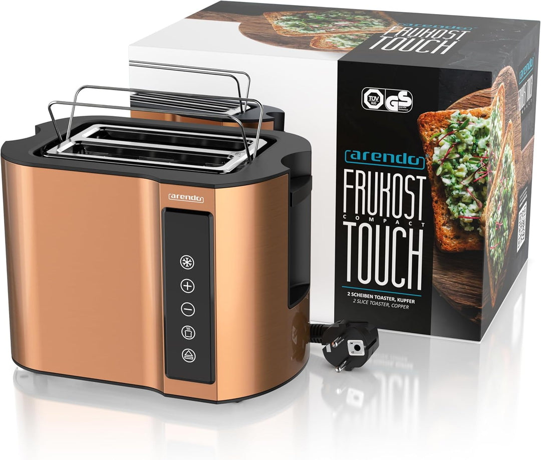 Arendo - Touch Toaster 2 Scheiben Edelstahl - Touchpanel - digital Display Restzeitanzeige - 800 W –