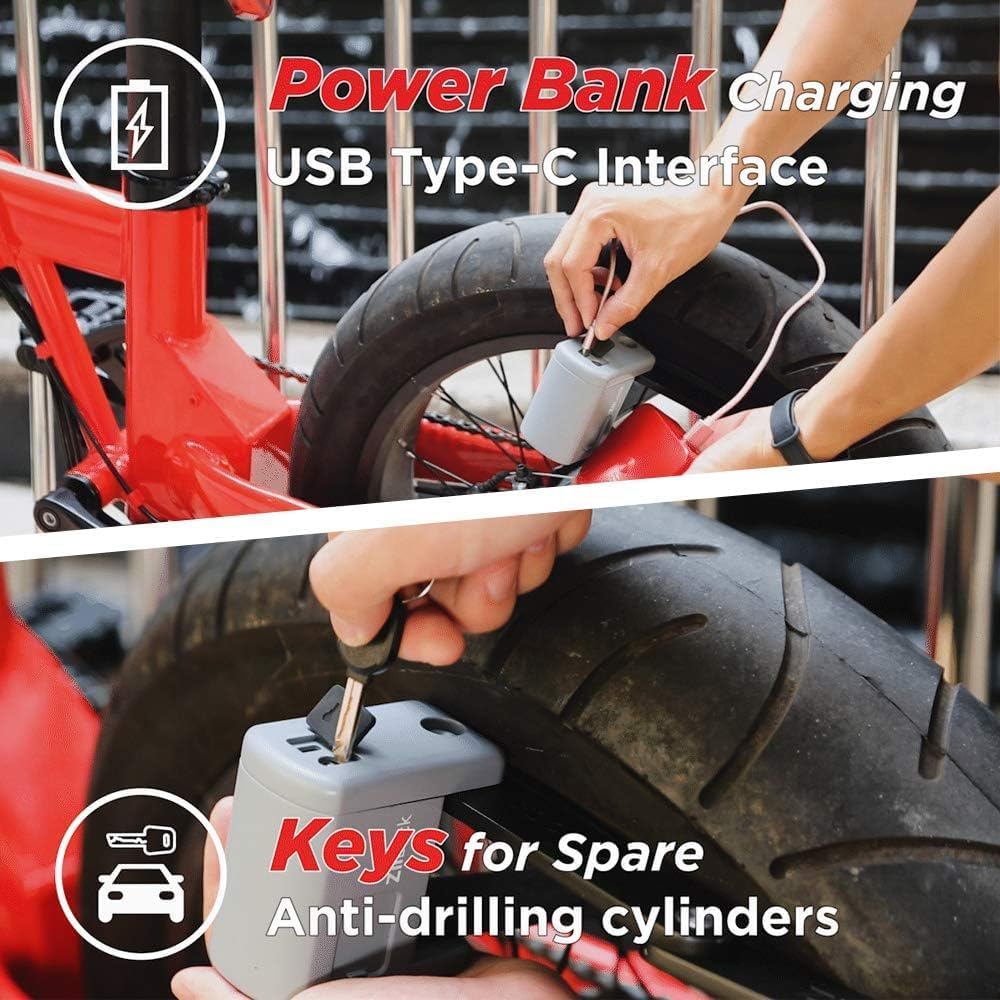 Smartes Faltschloss mit Fingerabdruck und App, Kompakt und Diebstahlsicher (Hero Red)