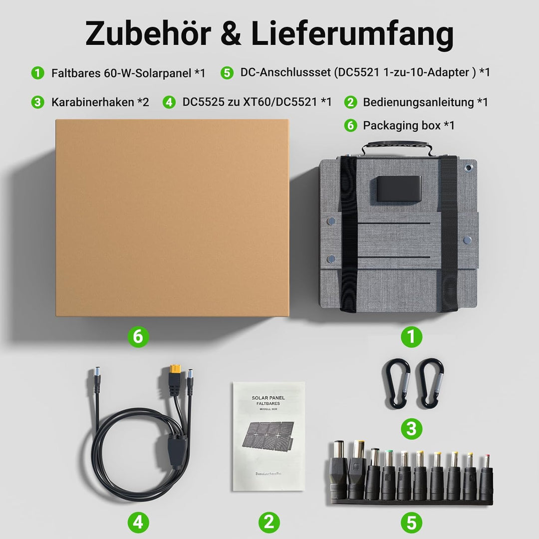 60W Solarpanel Faltbares, IP67 Wasserdichtes Tragbares Solar-Ladegerät, Handy Solar Panel Im Freien,