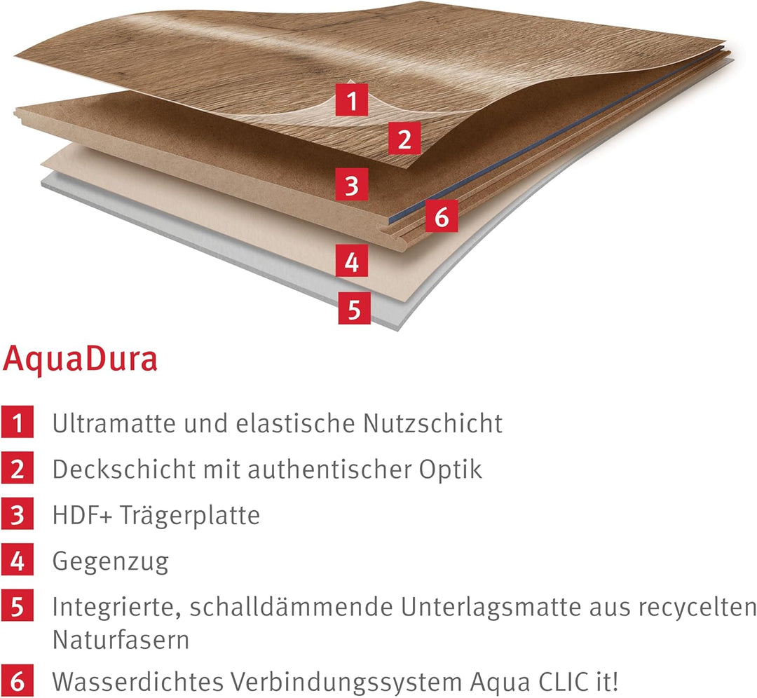 EGGER Aquadura Hybridboden EDF164 Elva Eiche braun 1292x193x7,5mm (1,995m²) 1,995m² | Boden, 1,995m²