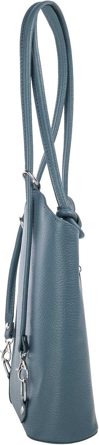 Cluty Shopper Rucksack Kombination Echt Leder Damen | | 016715 Hellblau, Hellblau