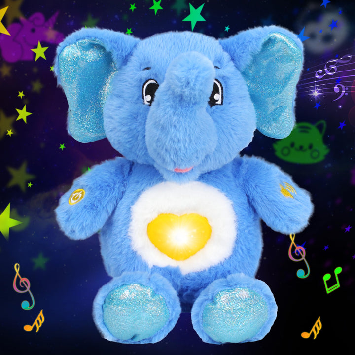 Cuteoy Plüsch Blauer Elefant LED Sternenhimmel Projektor, Musikalisch Einstellbar Singend weicher Pr