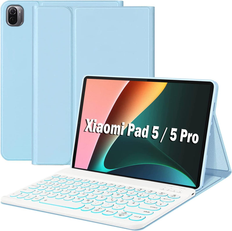 Wineecy 7 Farbige Beleuchtete Tastatur Hülle für Xiaomi Pad 5 / Mi Pad 5 Pro 11" 2021 Tablet, Ultrad