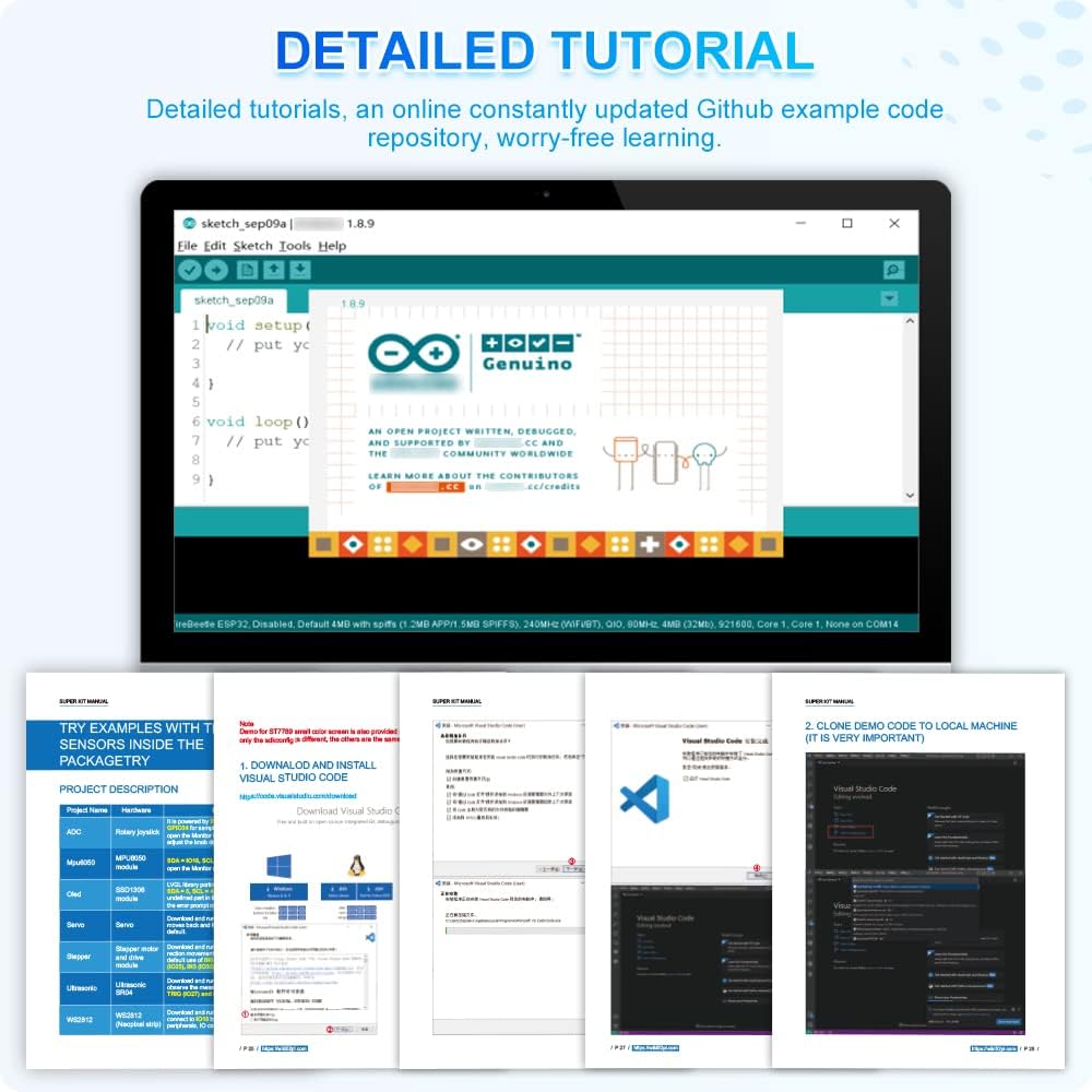 GeeekPi Complete Ultimate Starter Kit for Arduino UNO R3 Mega 2560,ESP32-WROVER,ESP8266,Includes Var