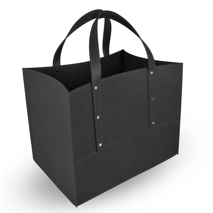 LIMAC Design MANEGHE Kaminholztasche aus Leder für den Innenbereich, Holzkorb für Brennholz, Brennho