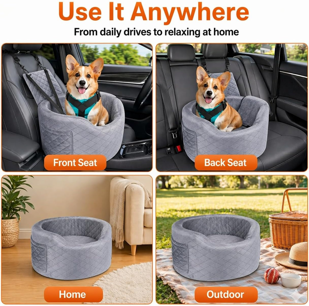 Hundeautositz für kleine Hunde – Schwarzer Booster Autositz mit 28D Memory Foam, Rutschfester Wasser