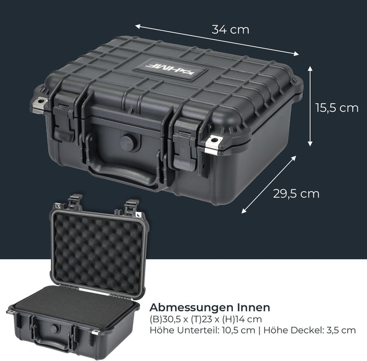 HMF ODK100 Outdoor-Fotokoffer, Transportkoffer mit Rasterschaumstoff | 34 x 29,5 x 15,5 cm, 34 x 29,