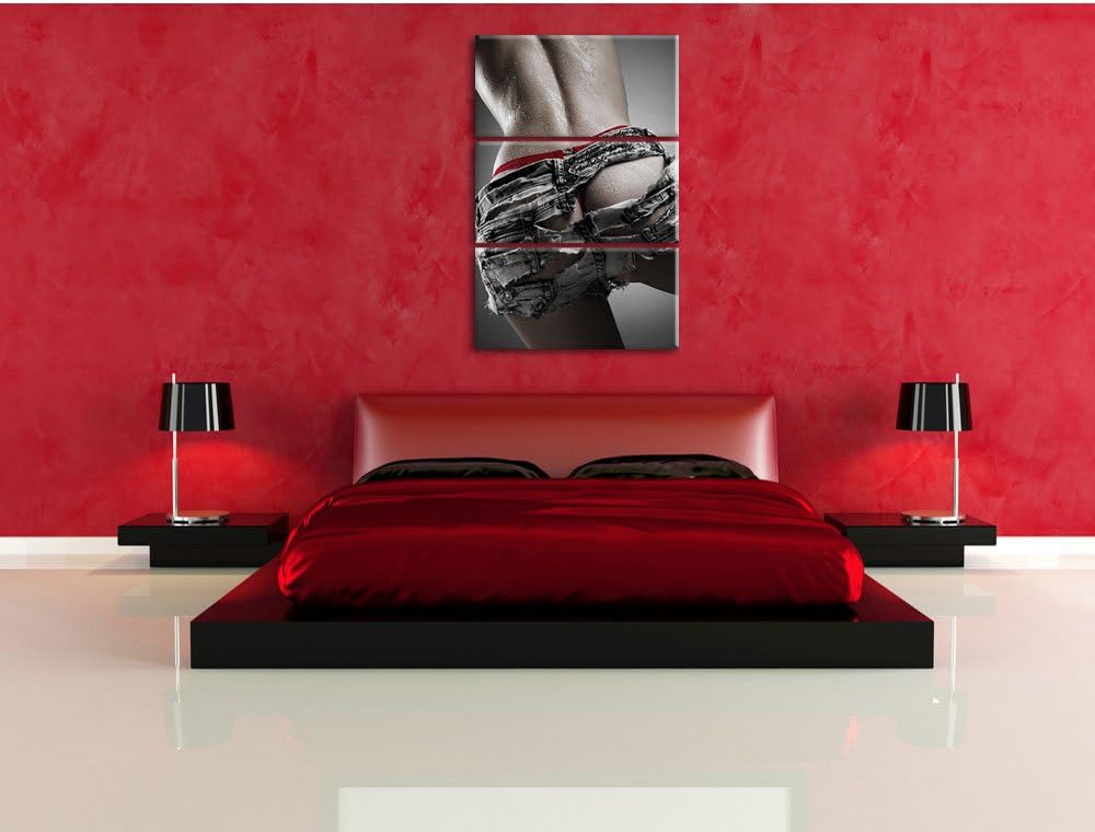 Pixxprint sexy Frauenhintern in Hotpants als Leinwandbild/Grösse: 3 Teilig (120x80) cm/Wandbild/Kuns