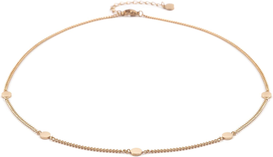 Happiness Boutique Damen Kleine Kreise Kette in Rosegold | Plättchen Kette Runde Anhänger Edelstahls