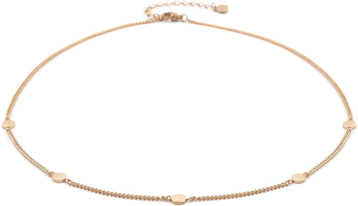 Happiness Boutique Damen Kleine Kreise Kette in Rosegold | Plättchen Kette Runde Anhänger Edelstahls