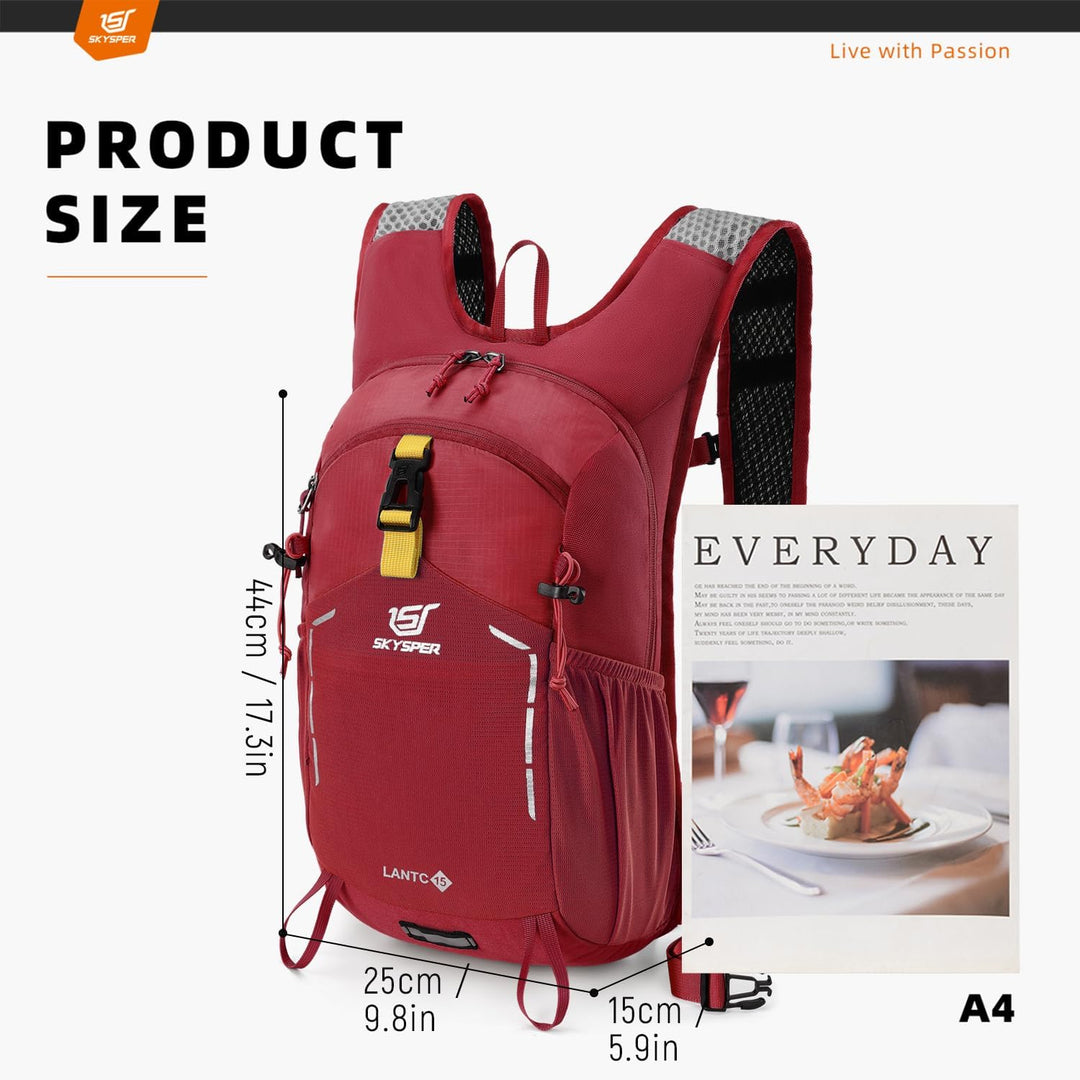 SKYSPER Wanderrucksack 15L Rucksack Herren Klein Tagesrucksack Leichter Trekkingrucksack für Wandern