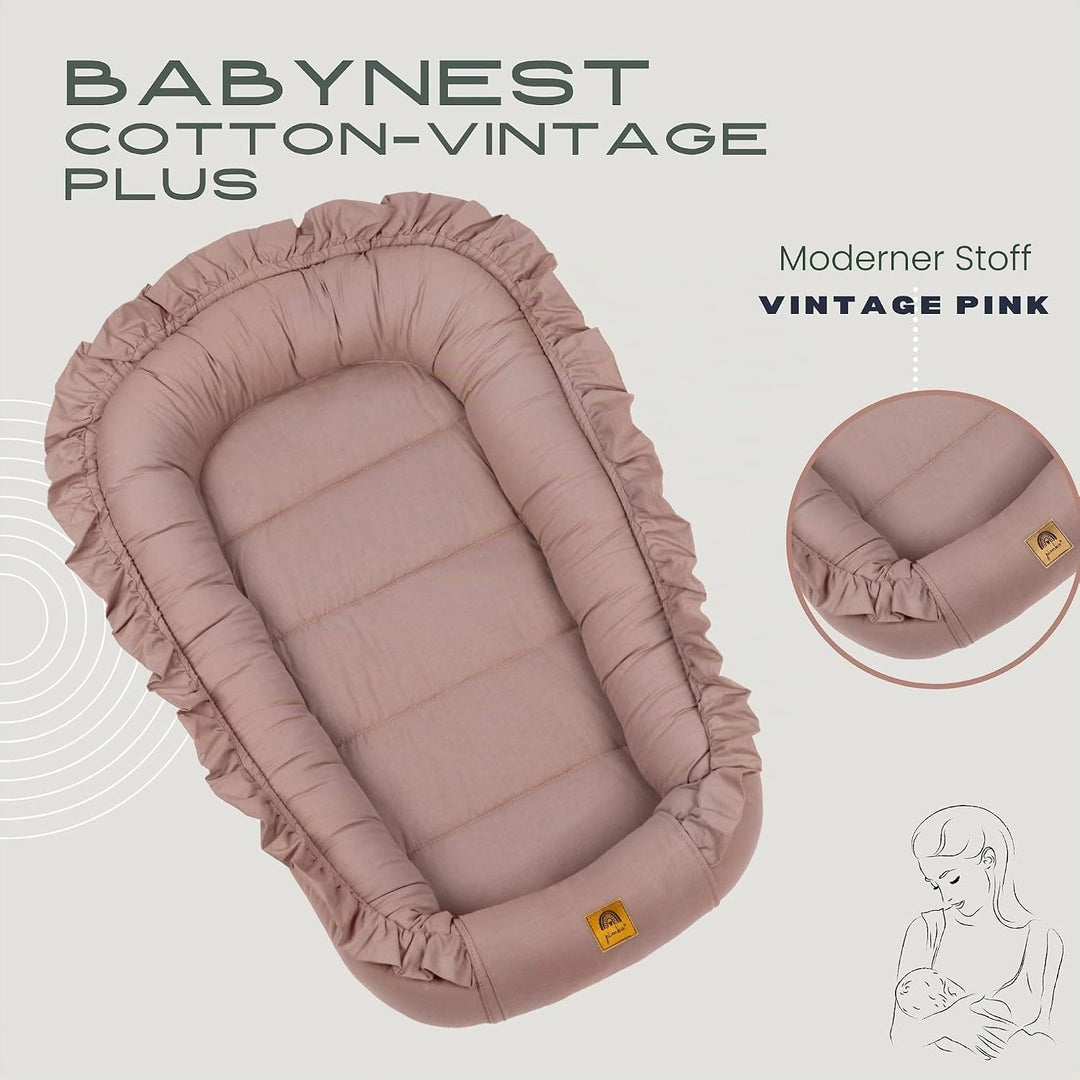 PIMKO Babynest mit rüschen Babynestchen für Baby Kuschelnest Babykokon für Neugeborene Baumwolle Nes