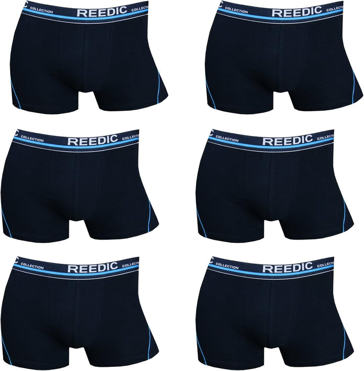 Reedic Herren Boxershorts Baumwolle 6er Pack, 6 X Dunkelblau.