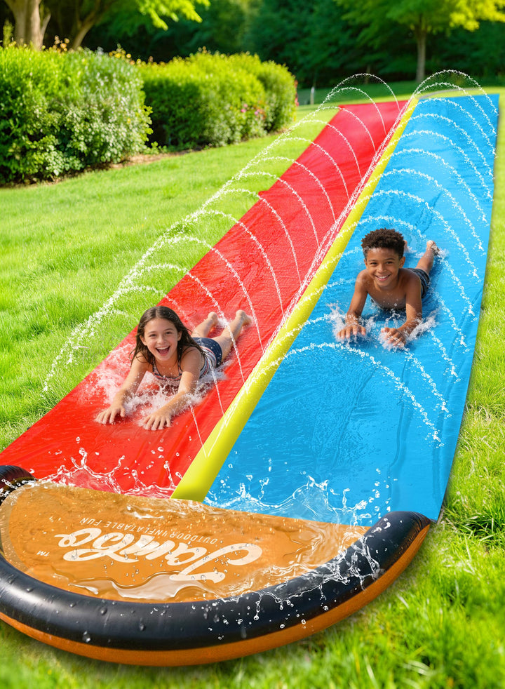 Jambo Rasen-Wasserrutsche mit Sprinkler 549 cm/ 18 ft, Wasserrutsche Garten für Kinder, Aufblasbare