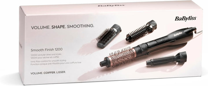 BaByliss Smooth Finish 1200 – 4‑in‑1 Warmluftbürste zum Trocknen, Formen, Glätten & Volumenstyling,