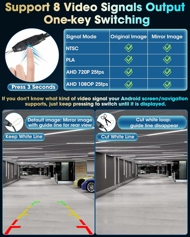 AHD 1080P Rückfahrkamera NTSC & PAL Auto Rückfahrkamera One-Key-Switch-8-Videosignalen Universal IP6