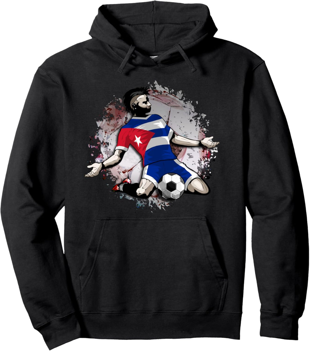Kuba Fussball kubanische Nationalflagge Football Lovers Art Pullover Hoodie