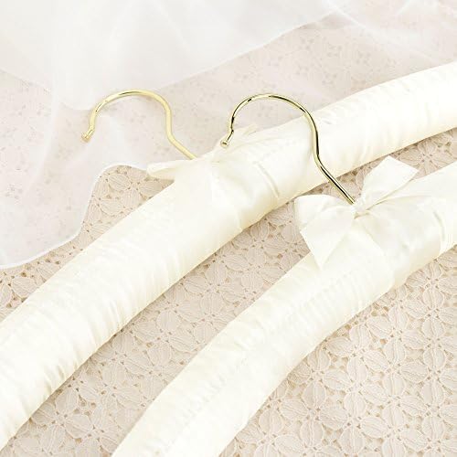 Hangerworld - Gepolsterte Satin Kleiderbügel mit goldenem Haken, 10 Stück - Cremefarben - 43cm