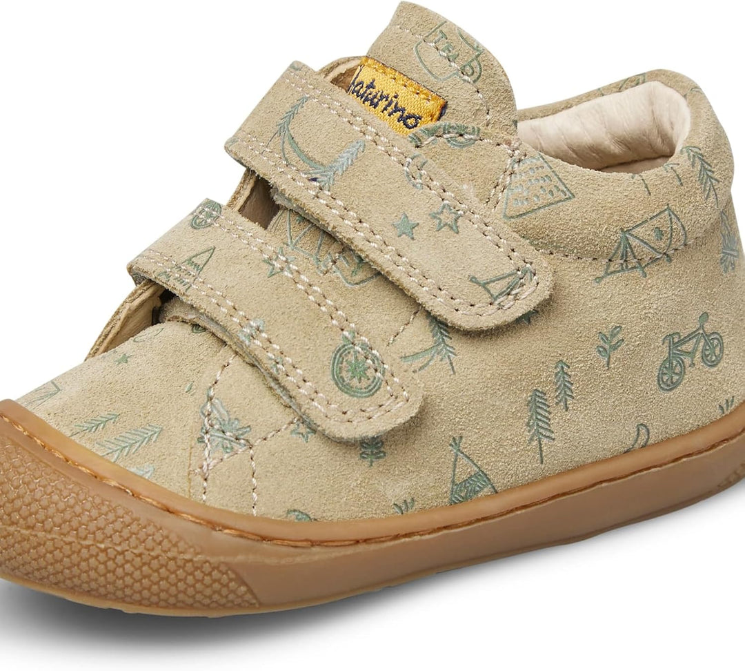 Naturino Lauflernschuhe aus Nappaleder 17 EU Beige Grau Grun, 17 EU Beige Grau Grun