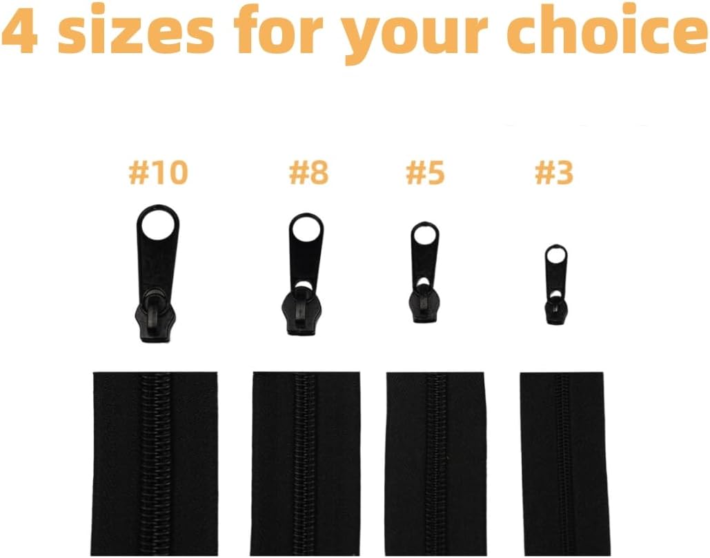 Amykite Endlosreissverschluss mit Zipper schwarz,10mm 10m Reissverschluss Meterware mit 20 Metall Sc