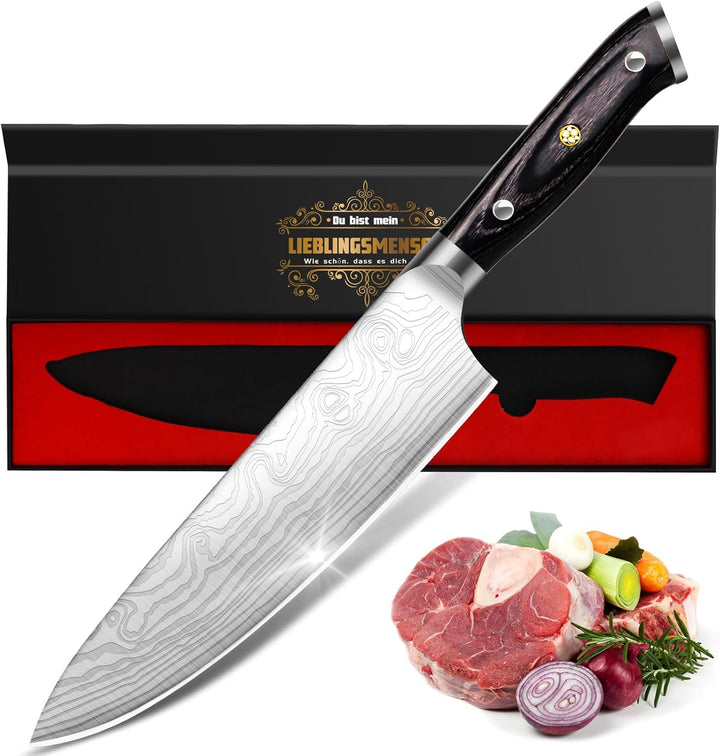 Küchenmesser Scharf Männer Geschenke Weihnachten, 34cm Kochmesser Profi Messer Weihnachtsgeschenke f