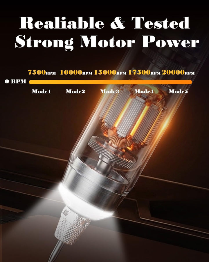 Drahtloses Gravierstift 48 Pcs & LED-Anzeige, 5-Gang für Metall, Holz, Glas, Kunststoff und alle Mat