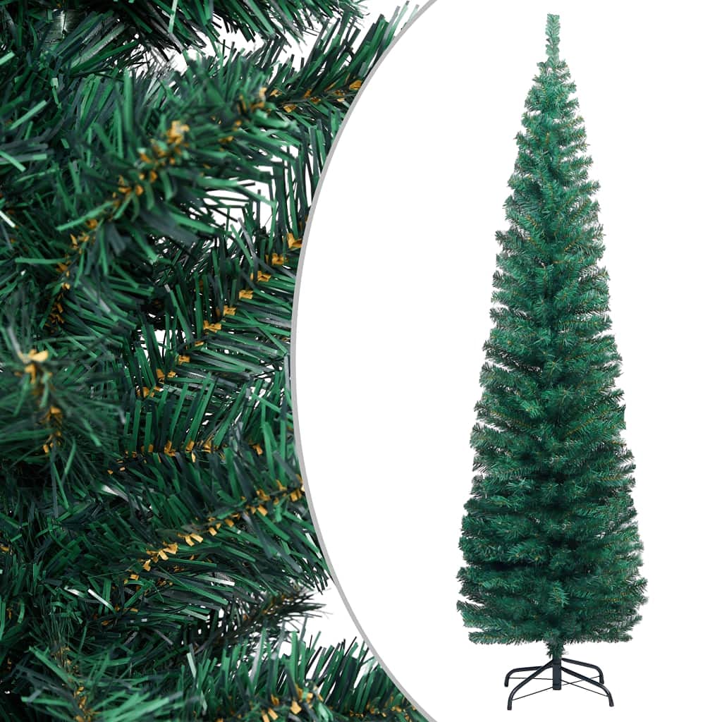 vidaXL Schlanker Künstlicher Weihnachtsbaum mit Ständer Christbaum Tannenbaum Dekobaum Kunstbaum Wei
