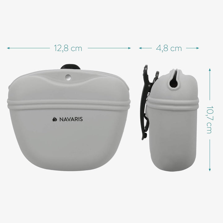 Navaris Hunde Futterbeutel aus Silikon 2er Set - 2X Snackbeutel mit Clip und Magnet - Futtertasche L