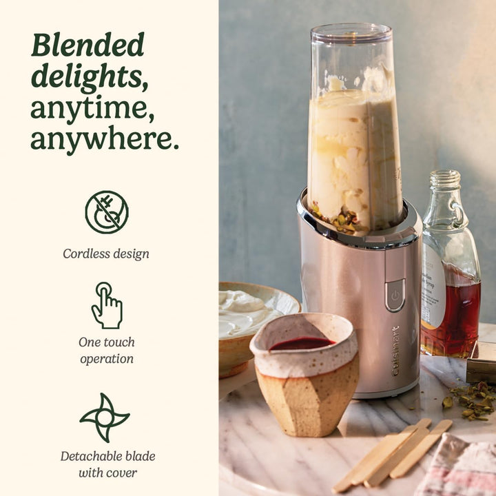 Cuisinart Kabelloser Mixer für unterwegs, 450 ml Flasche, tragbarer Smoothie-Maker, Eiszerkleinerer,