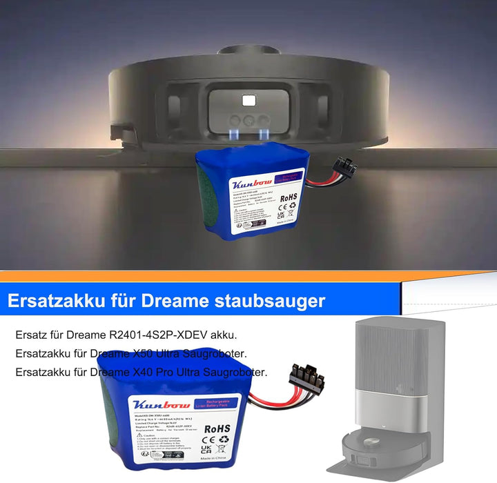6400mAh Ersatzakku für Dreame X50 Ultra, akku für Dreame X40 Pro Ultra Saugroboter. Ersatz für Dream