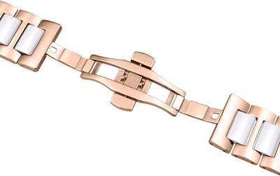 YISIWERA 49mm 45mm 44mm 42mm Armband Kompatibel für Apple Watch Weisse Keramik Roségold Metall Armba