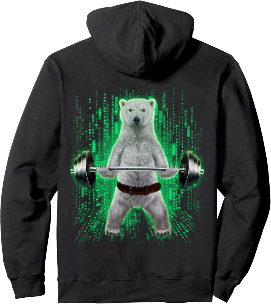 Eisbär, der Gewichte im Cyber-Fitnessstudio hebt Pullover Hoodie