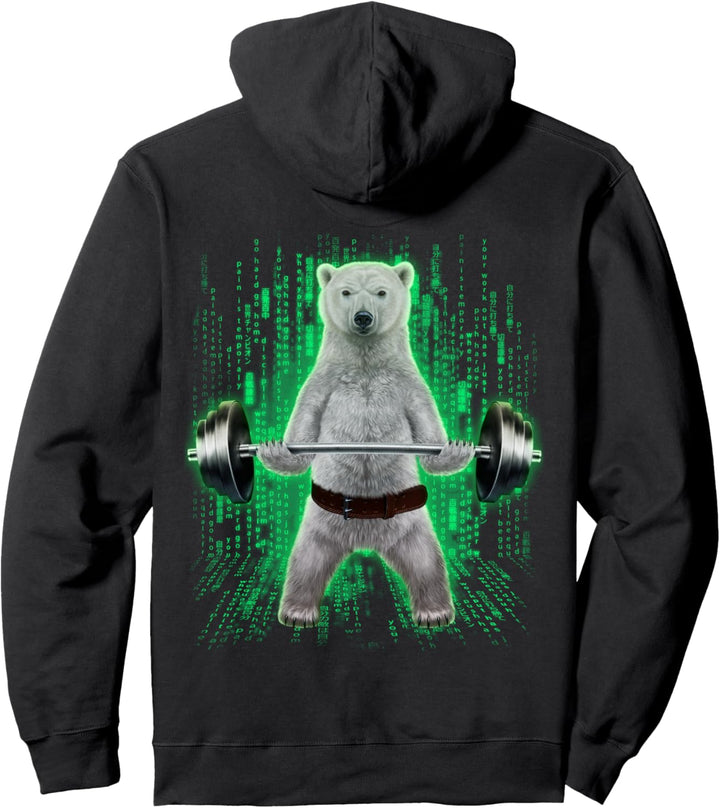 Eisbär, der Gewichte im Cyber-Fitnessstudio hebt Pullover Hoodie