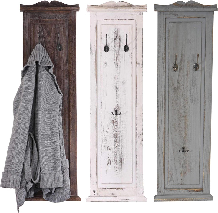 Mendler 2er-Set Garderobe T33, Wandgarderobe Garderobenpaneel, Wandhaken Holz 109x28x4cm - grau shab